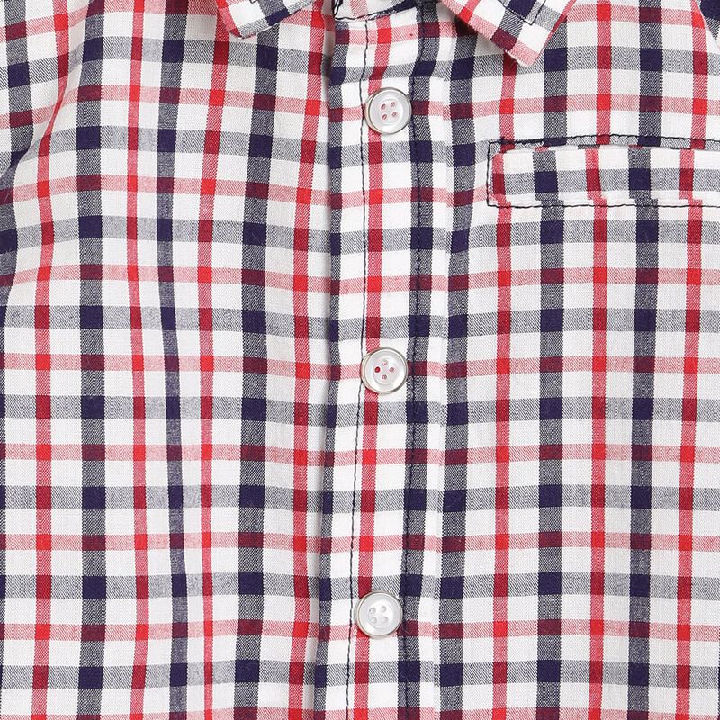 Boys White & Red Long Sleeve Woven Shirt image number null